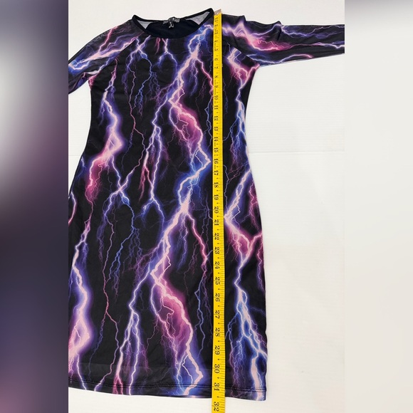 DOLLS KILL CURRENT MOOD MESH LIGHTNING LONG SLEEVE DRESS SIZE SMALL - Picture 9 of 9